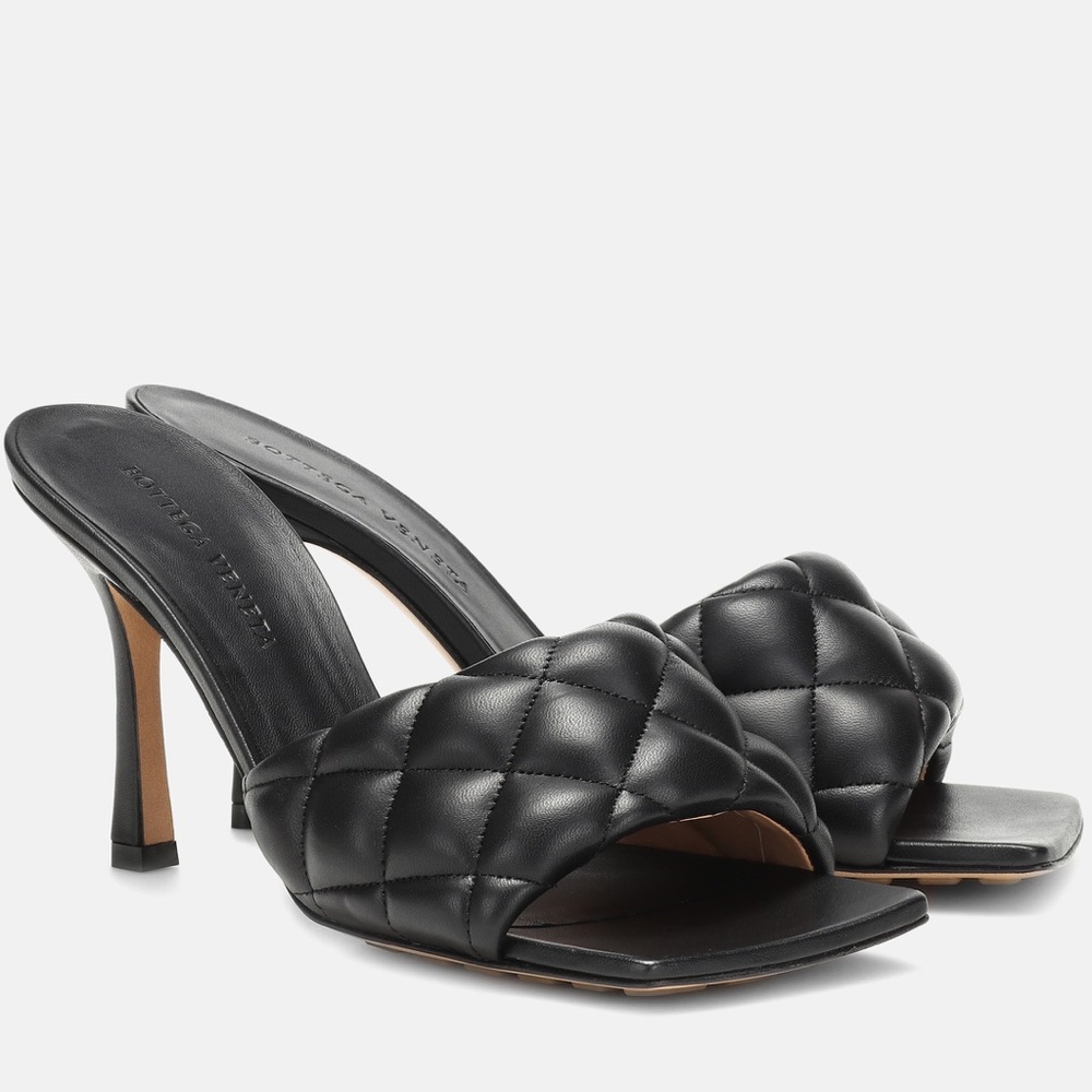 LIKE NEW Bottega Veneta Padded Leather Heeled Sandals, Size 38